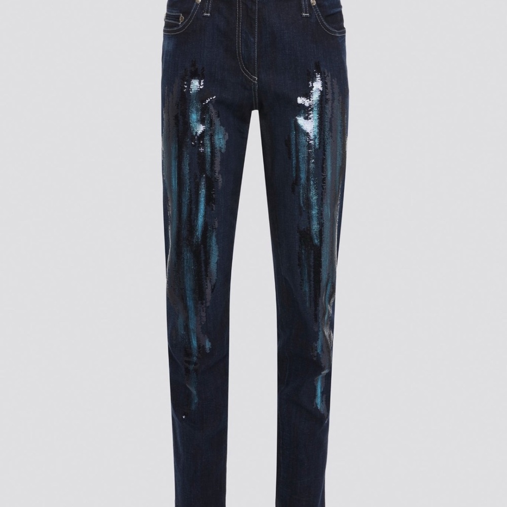 Roberto Cavalli Dark Blue Skinny Jeans with sequin embellishment